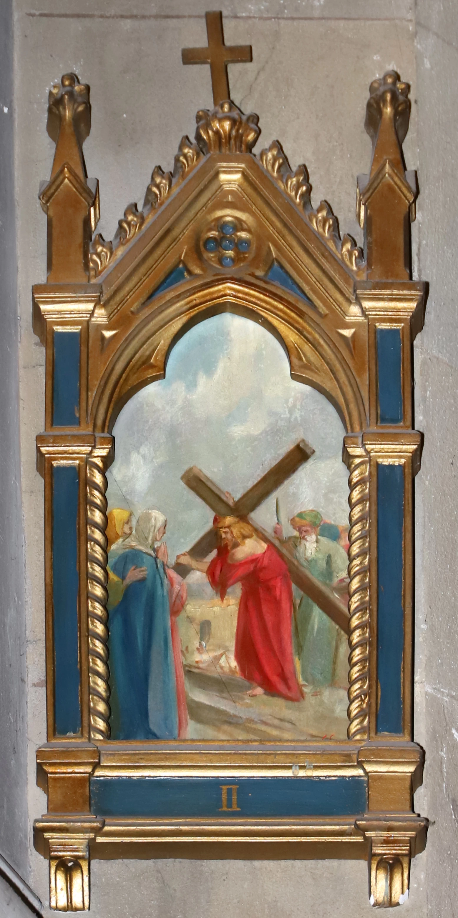 Giuseppe Cassioli 108 Via Crucis, 1927, stazione 2 Gesù caricato della croce Chiesa dei sette santi, Firenze