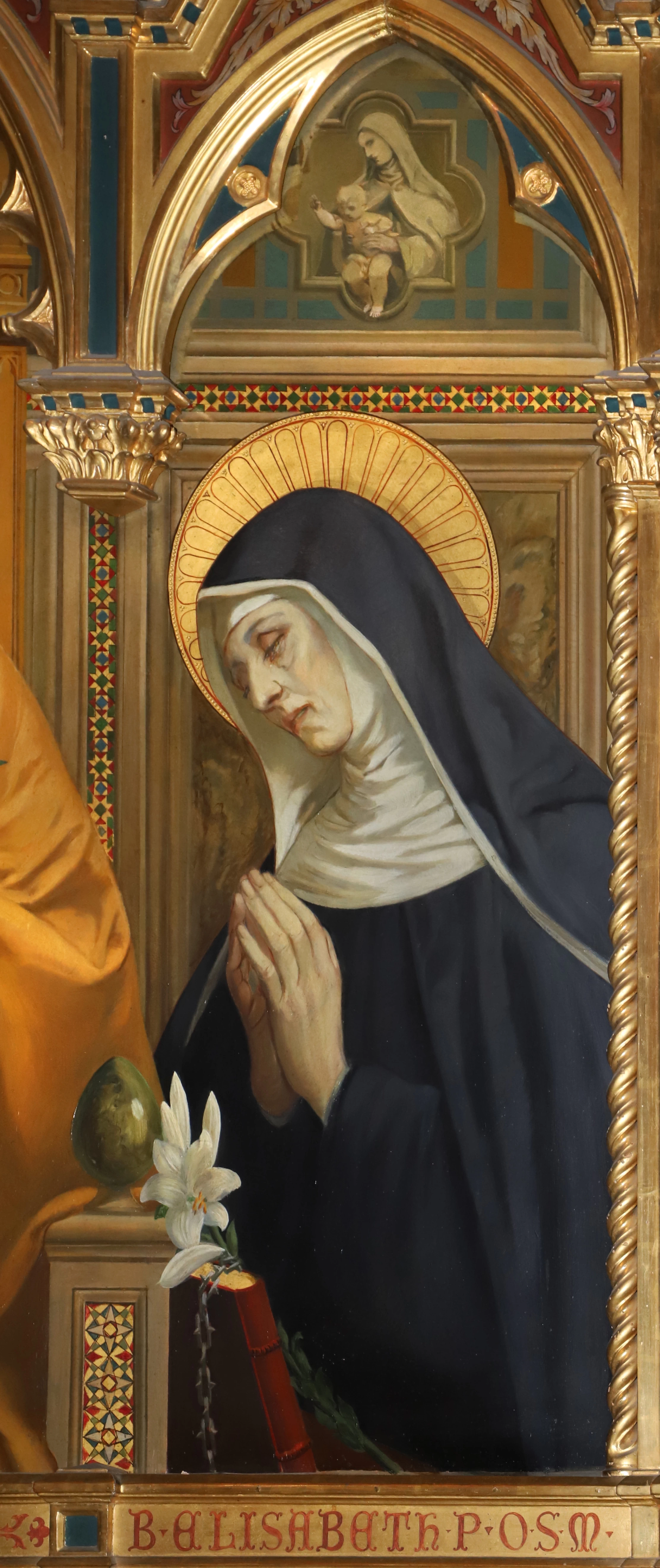 Giuseppe Cassioli 99 trittico di san Giuseppe con Gesù bambino tra le ss. Anna ed Elisabetta, 1930 Chiesa dei sette santi, Firenze dettaglio 2