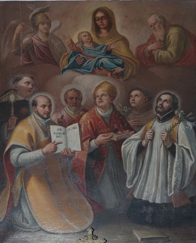 Madonna con Gesù Bambino con San Michele arcangelo, San Giuseppe, San Tommaso d'Aquino, Sant'Ignazio, San Nicola da Bari, San Gennaro, Sant'Antonio da Padova, San Gaetano