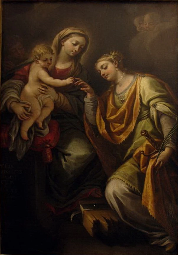 Dipinto con Nozze mistiche di Santa Caterina d'Alessandria