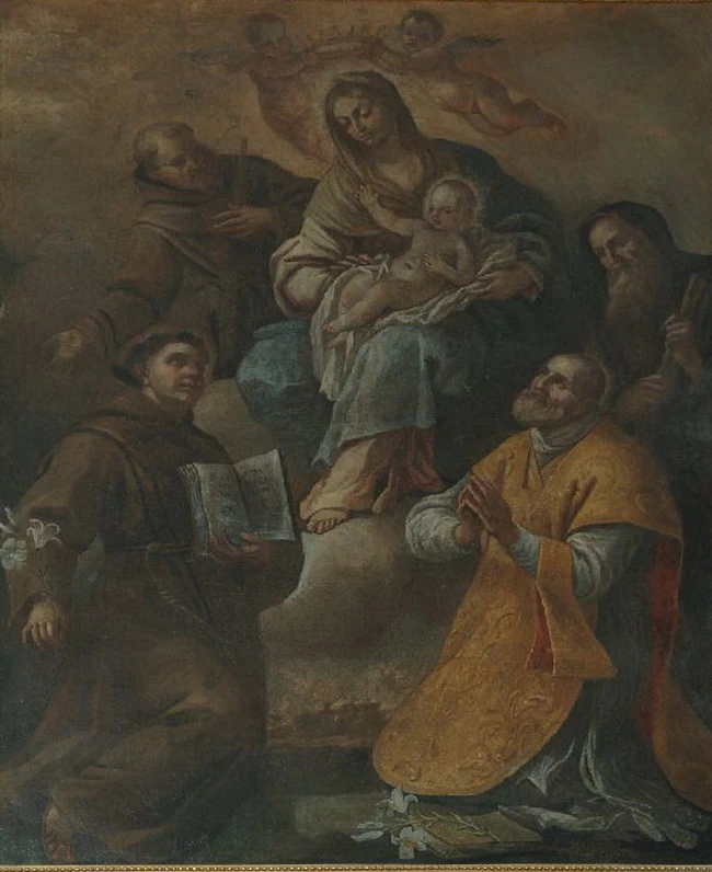 Madonna con Gesù Bambino tra San Francesco d'Assisi, Sant'Antonio da Padova, Sant'Antonio abate e San Filippo Neri