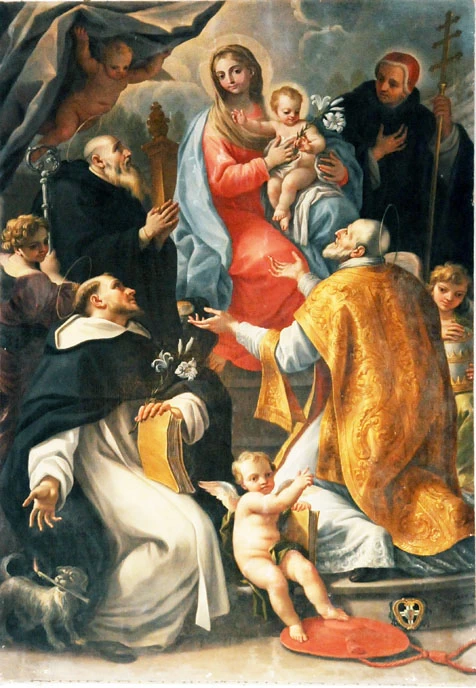 Madonna in trono col Bambino tra i santi Pietro Celestino, Filippo Neri