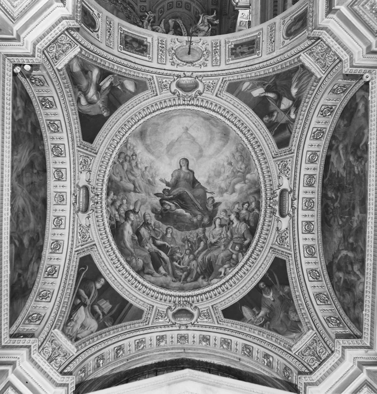 Agostino Ciampelli 86 Madonna in gloria tra Santi martiri. Cupola Chiesa del SS. Nome di Gesù all'Argentina, Roma