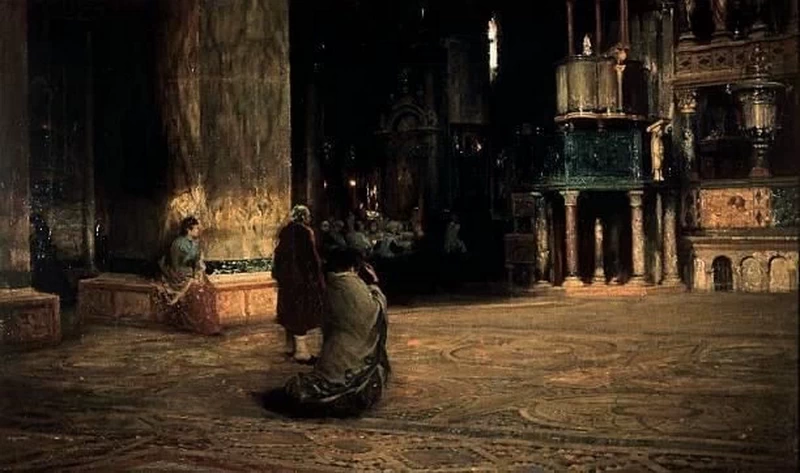 Luigi Cima 68 Preghiera in San Marco, 1888