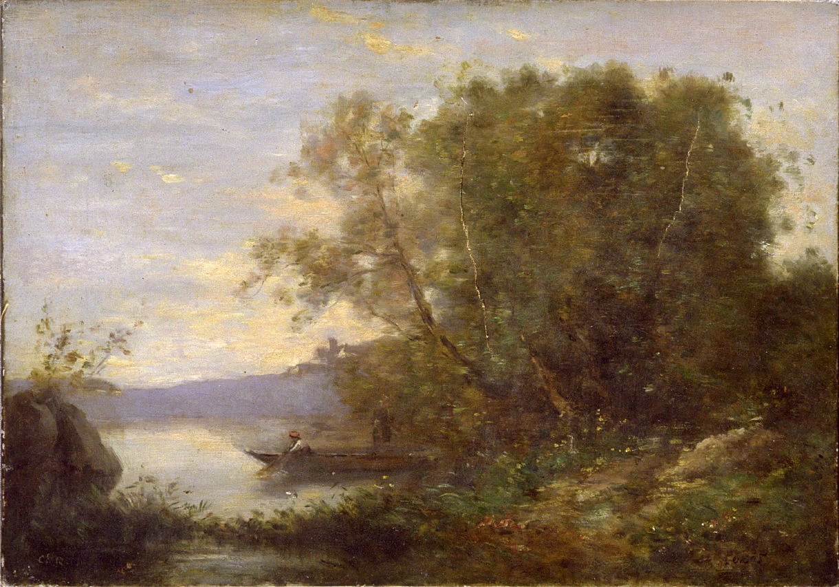 Jean Baptiste Camille Corot 147 paesaggio con due ragazzi in barca Fine Art Museums of San Francisco