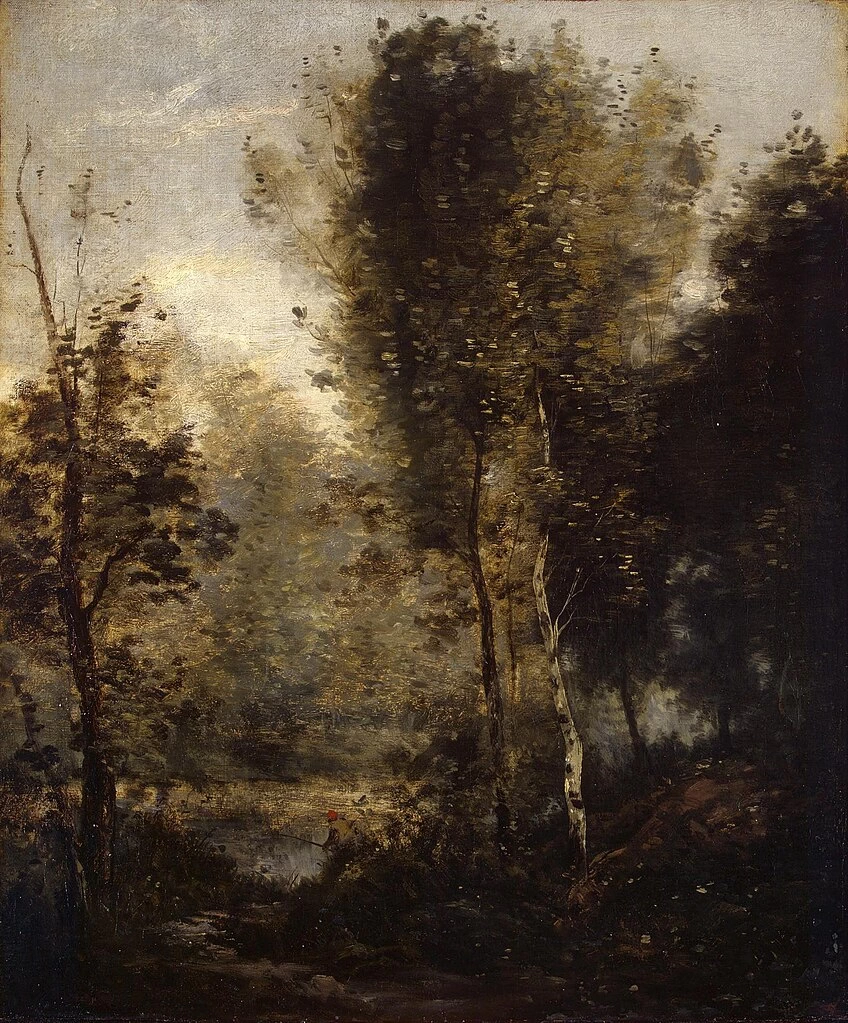 Jean Baptiste Camille Corot 163 Pescatore nel bosco Hermitage, San Pietroburgo