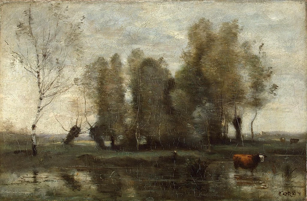 Jean Baptiste Camille Corot 2 Alberi in una palude Hermitage, San Pietroburgo