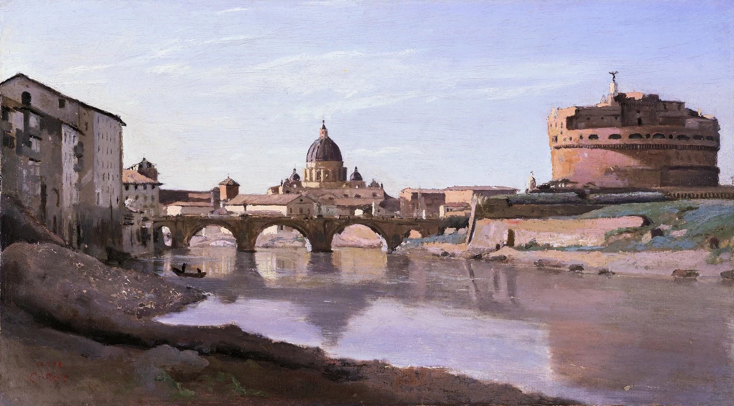 Jean Baptiste Camille Corot 67 Il Ponte e Castel Sant'Angelo con la Cupola di San Pietro Fine Art Museums of San Francisco
