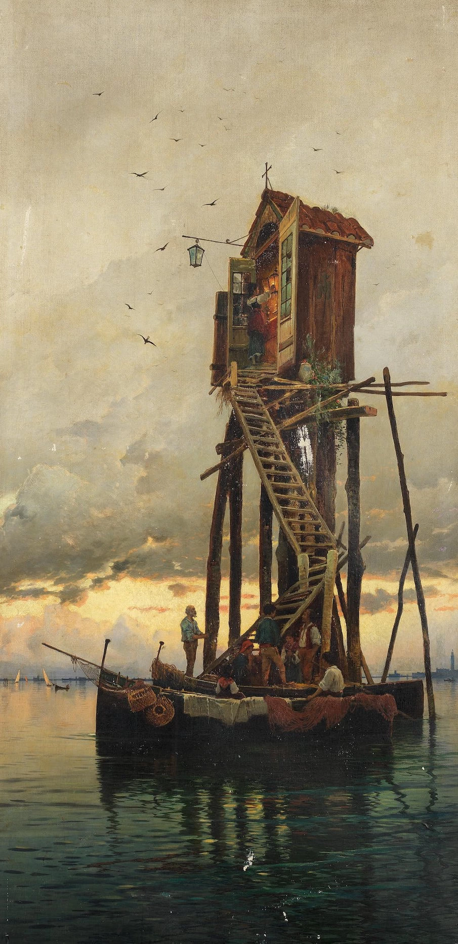 Hermann David Salomon Corrodi 61 Un giorno di festa sulla Laguna di Chioggia, i pescatori cantano davanti al Santuario della Madonna