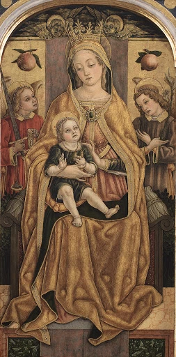 Vergine in trono con Bambino e angeli - trittico