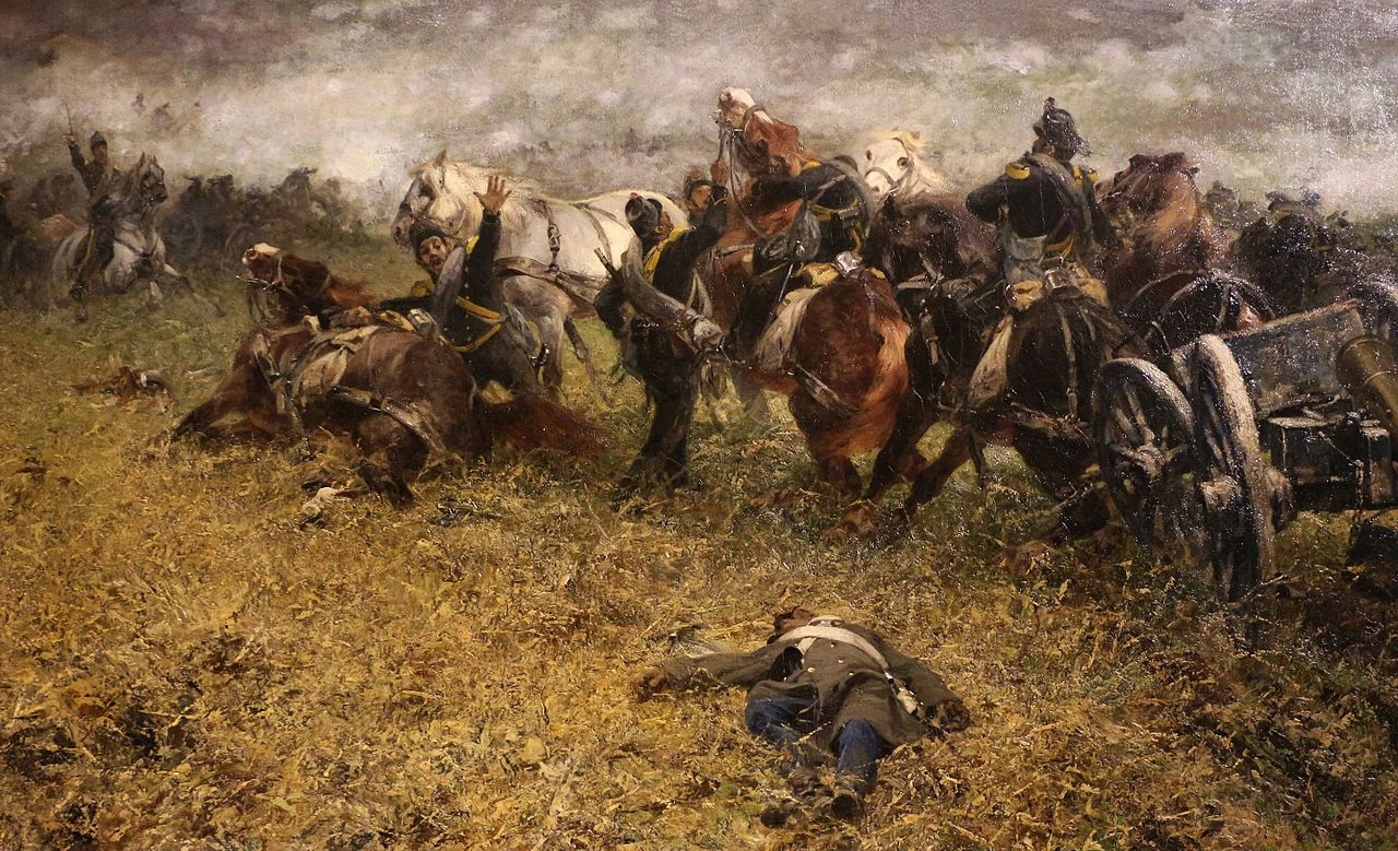 Sebastiano De Albertis 57 l'artiglieria della III divisione alla battaglia di san martino, 1887 Galleria di Piazza della Scala, Milano