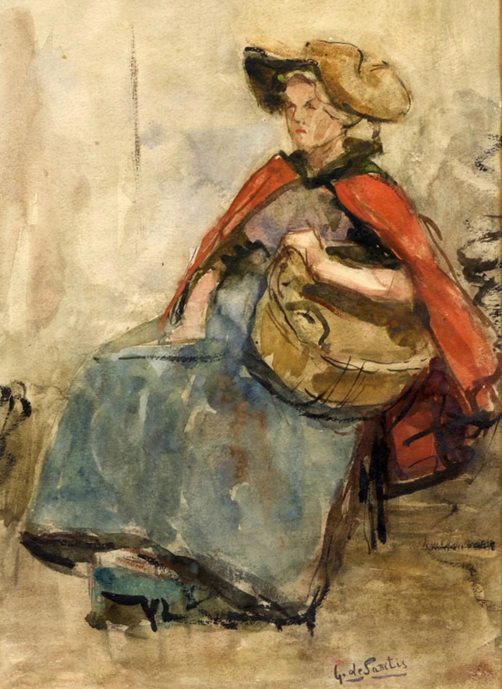 Giuseppe De Sanctis Figura femminile con cesto