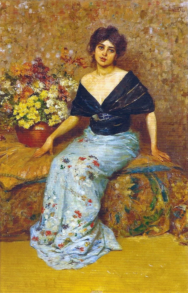 Giuseppe De Sanctis La cortigiana con fiori