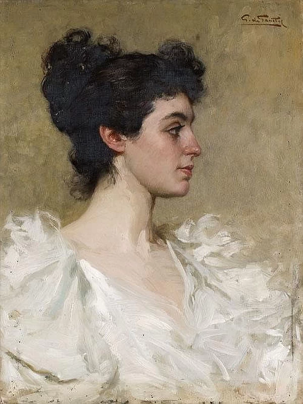 Giuseppe De Sanctis Ritratto di donna in bianco