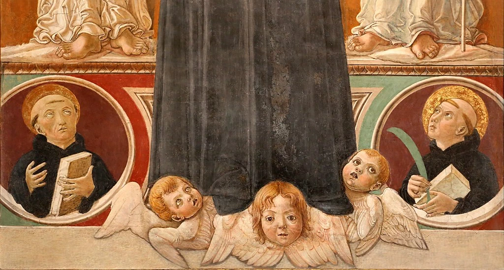 Benvenuto di Giovanni 91 San Benedetto in gloria tra cinque angeli e due santi Museo Bardini, Firenze dettaglio 3