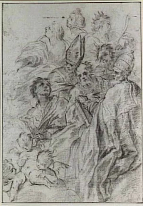 Willem Doudijns 15 Otto santi, tra cui San Gregorio e tre putti Museum Graphische Sammlung Albertina