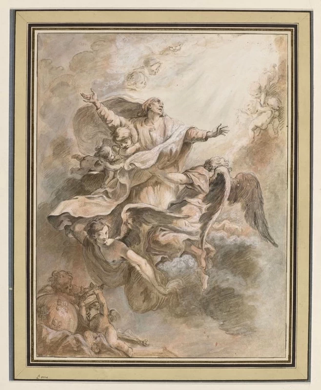 Gabriel François Doyen 16 L'apoteosi di San Luigi, re di Francia, portato dagli angeli Musée du Louvre, Département des Peintures, Parigi