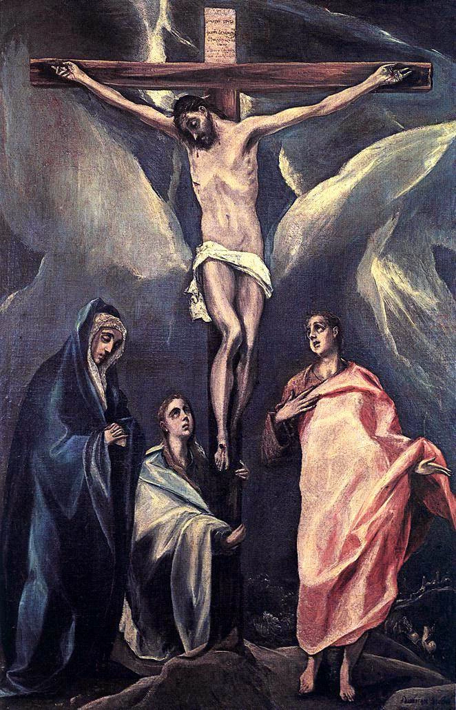 El Greco 146 Cristo in croce con le due Marie e San Giovanni Museo Nazionale di Atene