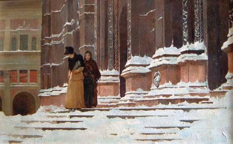 Raffaele Faccioli 104 Scalinata di S.Petronio sotto la neve