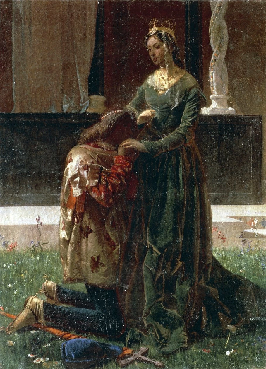 Federico Faruffini 47 L'amore del poeta o Sordello e Cunizza, contessa di San Bonifacio Pinacoteca Brera, Milano dettaglio