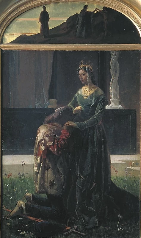 Federico Faruffini 48 L'amore del poeta o Sordello e Cunizza, contessa di San Bonifacio Pinacoteca Brera, Milano