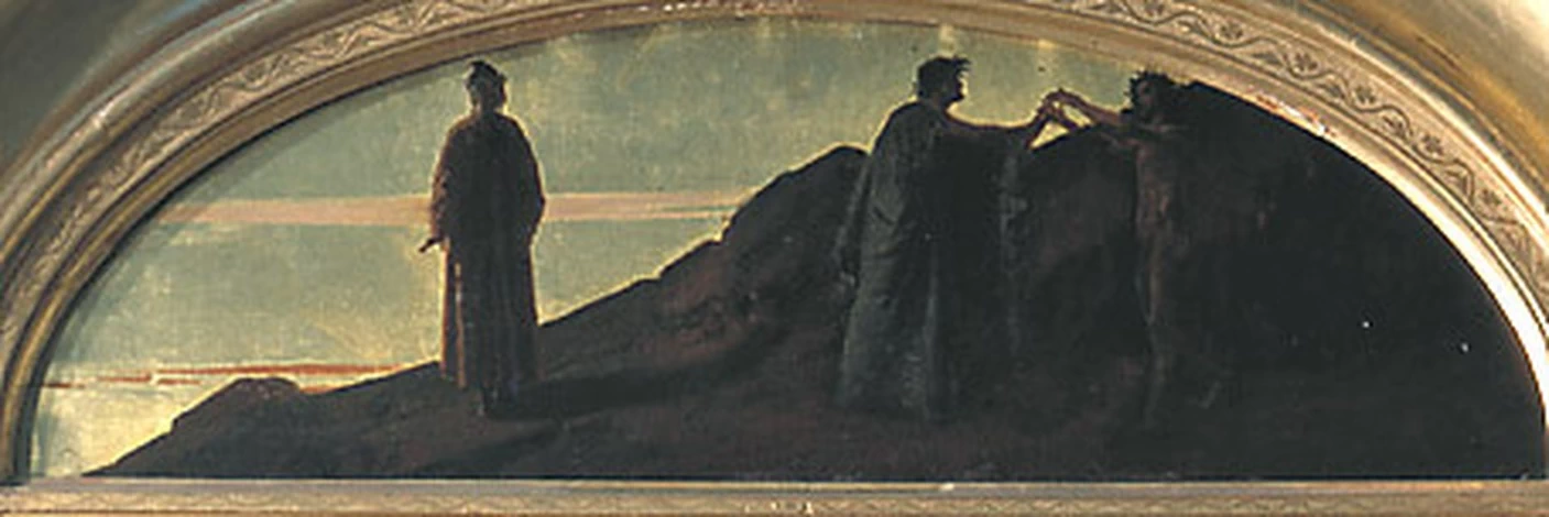 Federico Faruffini 49 L'amore del poeta o Sordello e Cunizza, contessa di San Bonifacio. Dante e Virgilio incontrano Sordello Pinacoteca Brera, Milano
