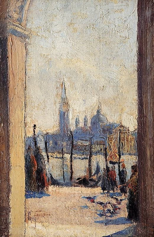 Giacomo Favretto 166 Veduta di San Giorgio a Venezia