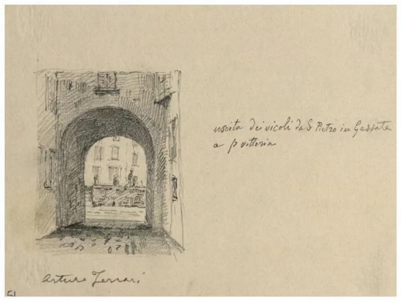 Arturo Ferrari 142 Uscita dei vicoli da San Pietro in Gessate a Porta Vittoria Palazzo Morando Costume Moda Immagine, Milano