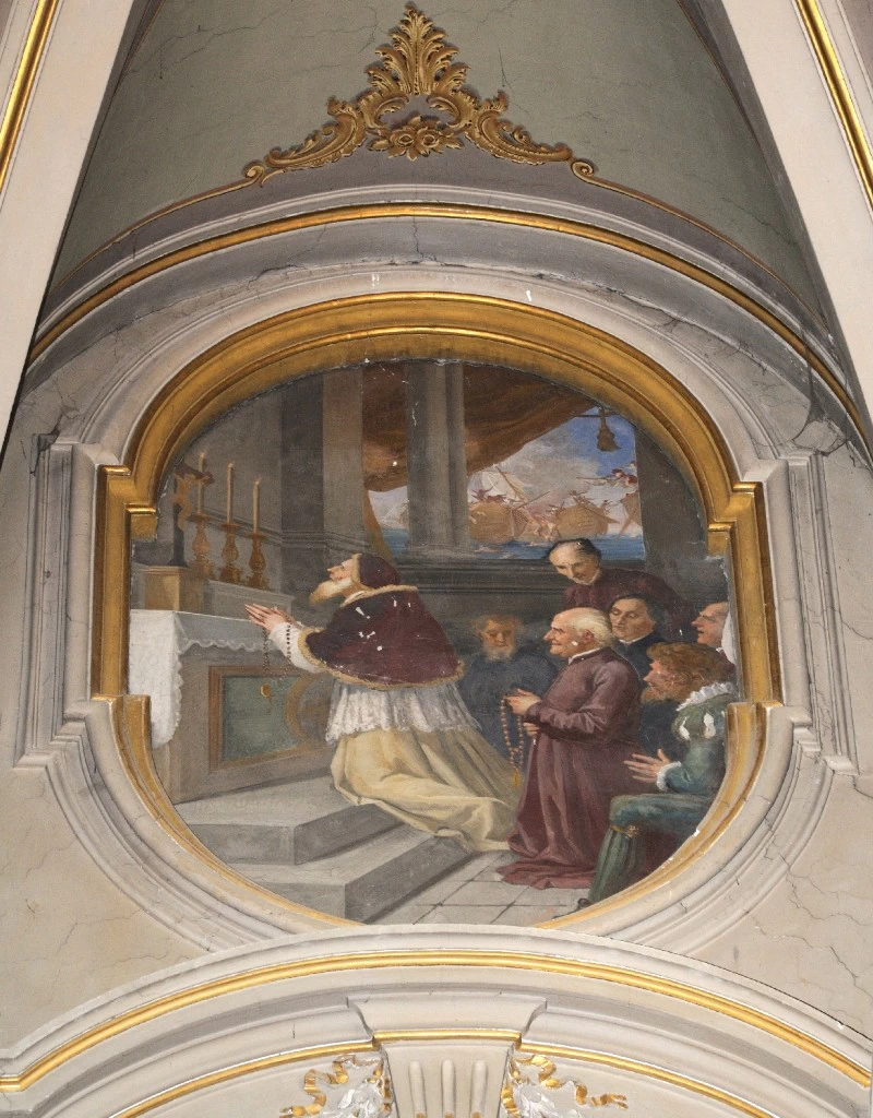 Dipinto murale con San Pio V papa