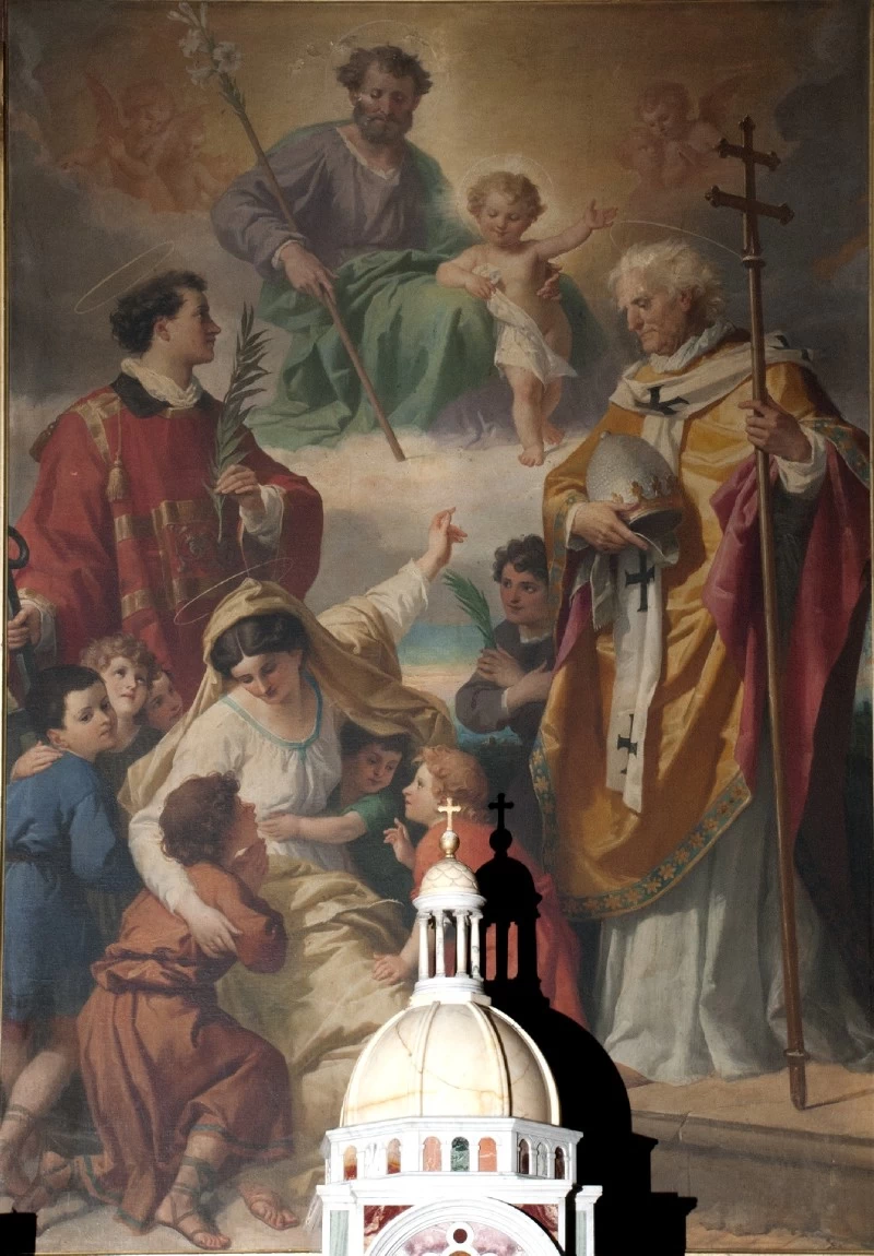 Dipinto di San Giuseppe e Bambino tra santi