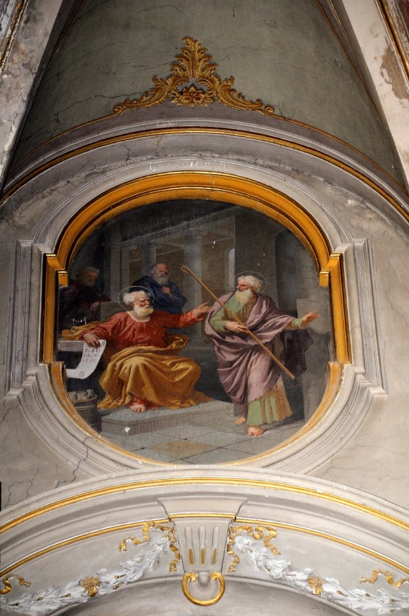 Dipinto murale con San Pietro invia a Sutri il primo vescovo
