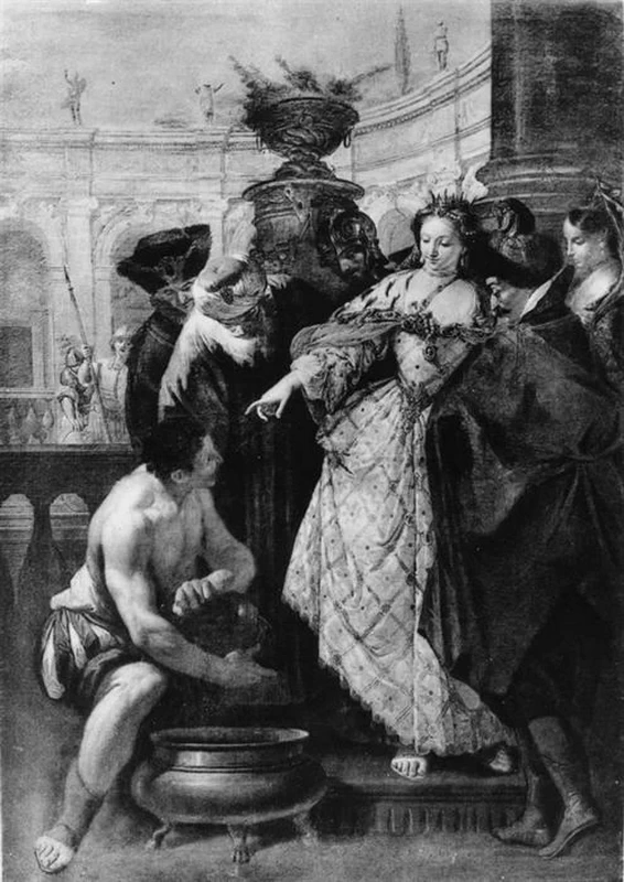 Francesco Fontebasso 256 Tomiri fa immergere nell'urna colma di sangue la testa di Ciro Bruxelles