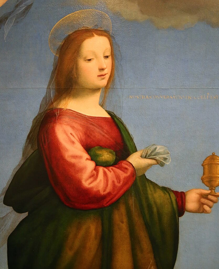 Fra Bartolomeo 21 Dio Padre con le sante Caterina da Siena e Maria Maddalena Museo Nazionale di Villa Guinigi, Lucca dettaglio