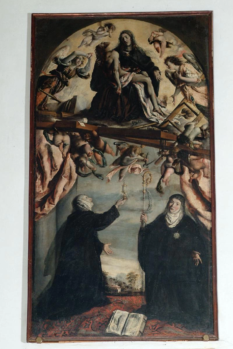 Da Verona sec. XVII, Gesù Cristo in pietà con angeli e Sante Chiara e Scolastica