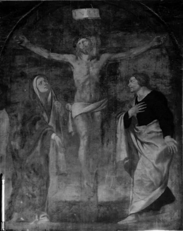 Cesare Fracanzano 9 crocifissione di Cristo con la Madonna, San Giovanni Evangelista, Stephaton e Longino Barletta