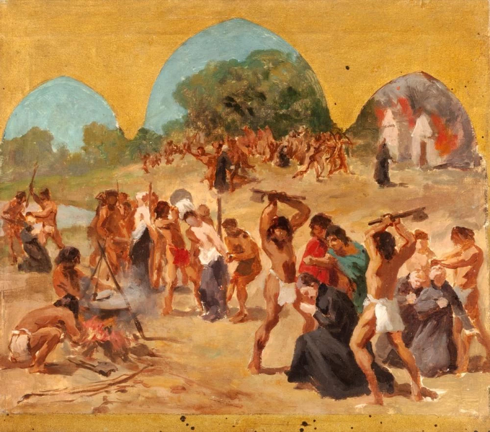 Cesare Fracassini 16 La strage dei Gesuiti (Bozzetto per gli affreschi di San Lorenzo fuori le mura a Roma)