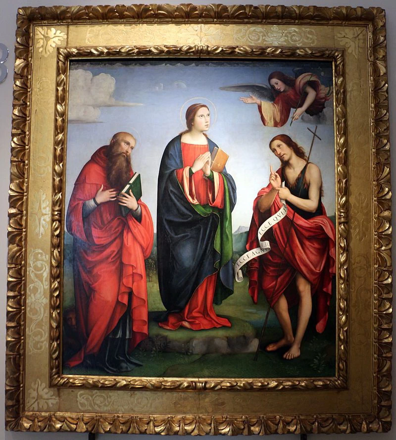 Annunciata tra i ss. girolamo e giovanni battista, 1505 - 10 ca., da s. girolamo di miramonte