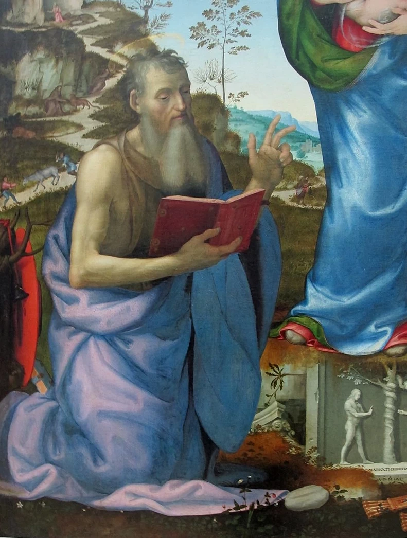 Madonna con Bambino e Santi. Girolamo e Zanobi - Louvre, Parigi, dettaglio