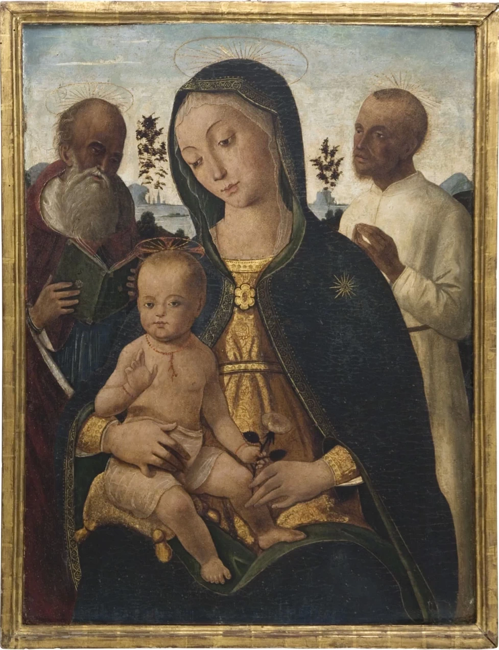 Bernardino Fungai 51 Madonna con Bambino tra San Girolamo e il Beato Giovanni Colombini Pinacoteca Nazionale di Siena