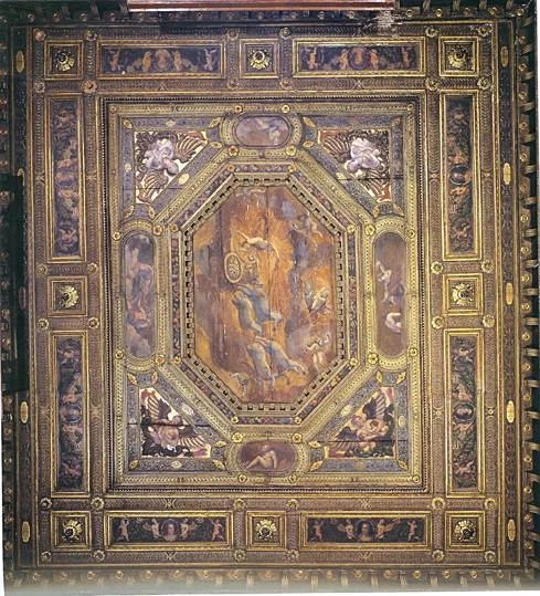 Soffitto ligneo dipinto da Lattanzio Gambara, già in Palazzo Avogadro, ora in Pinacoteca di Brescia