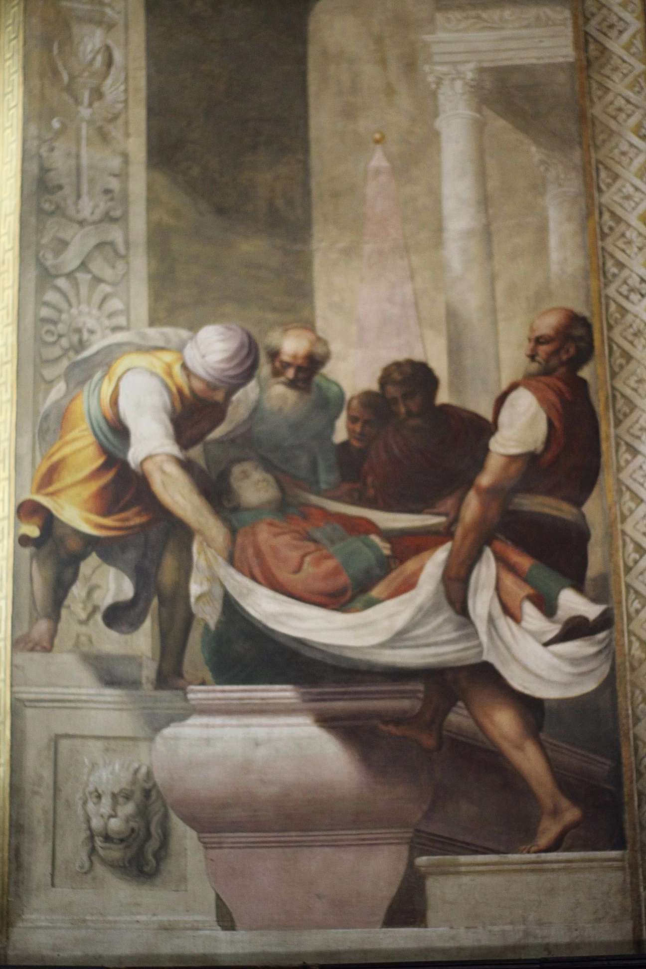 Storie di Santo Stefano (1566) - Il seppellimento del Santo, Abside della collegiata di Santo Stefano (ex Pieve) Vimercate (Mi)