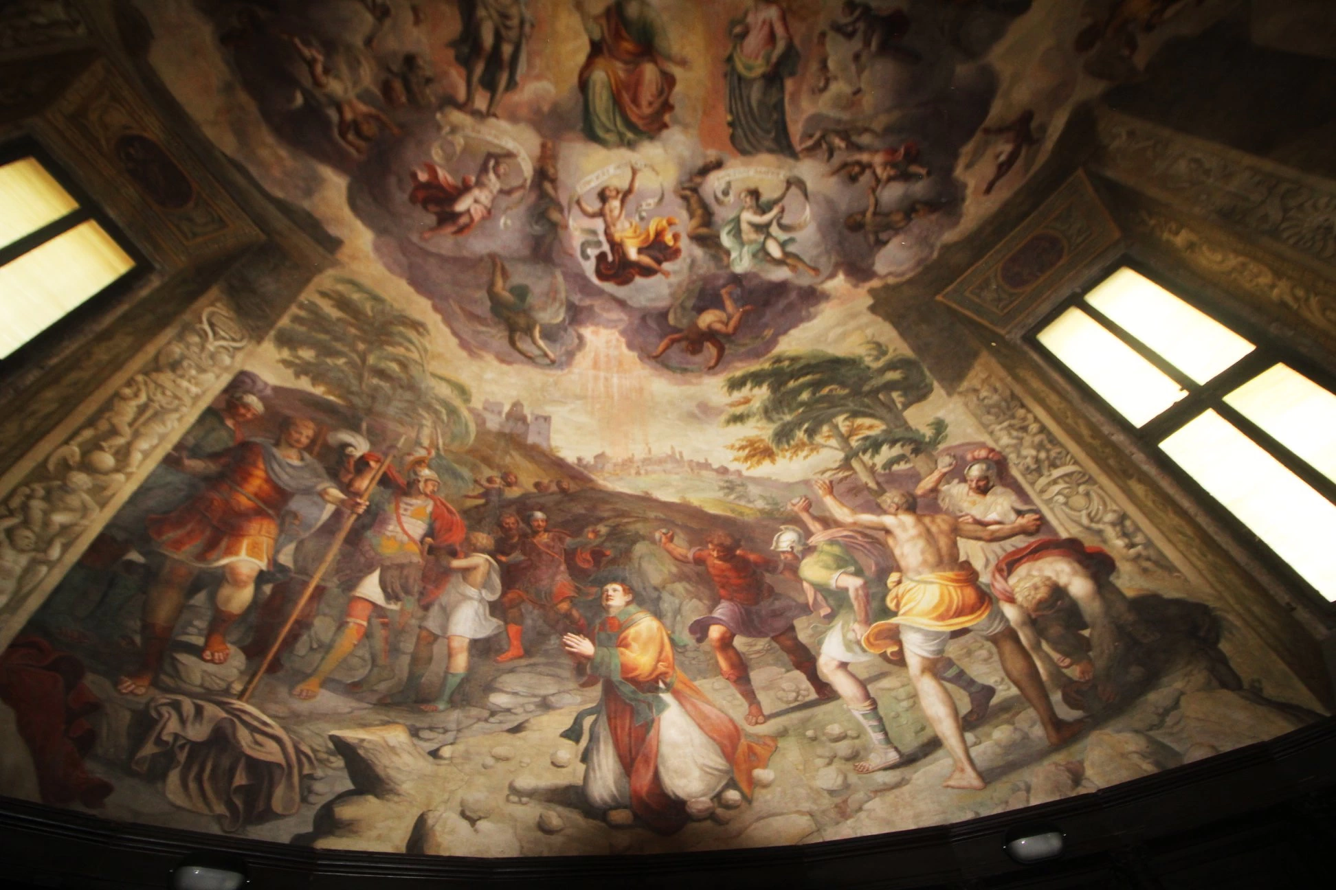 Storie di Santo Stefano (1566) - particolare della decorazione absidale, Abside della collegiata di Santo Stefano (ex Pieve) Vimercate (Mi)
