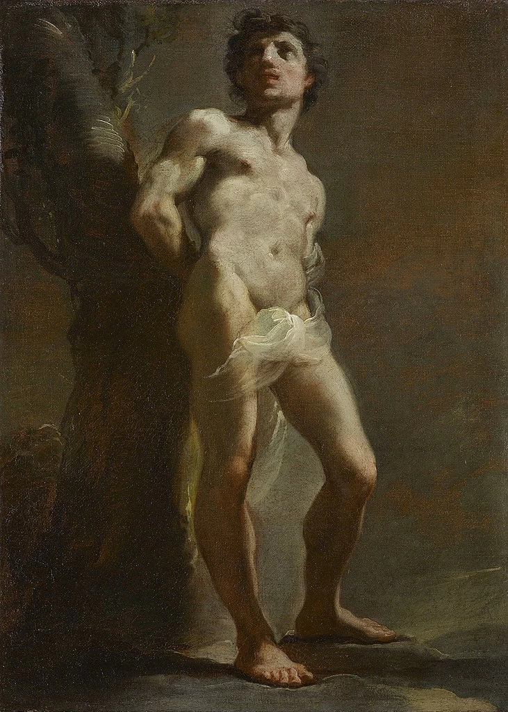 Ubaldo Gandolfi 100 Un nudo maschile visto di fronte. San Sebastiano