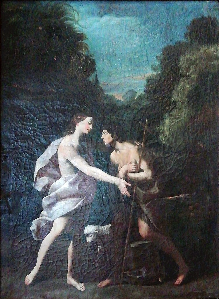 Giovan Francesco Gessi 54 San Giovanni Battista indica Cristo come l'Agnello di Dio Collezioni comunali d'arte, Bologna