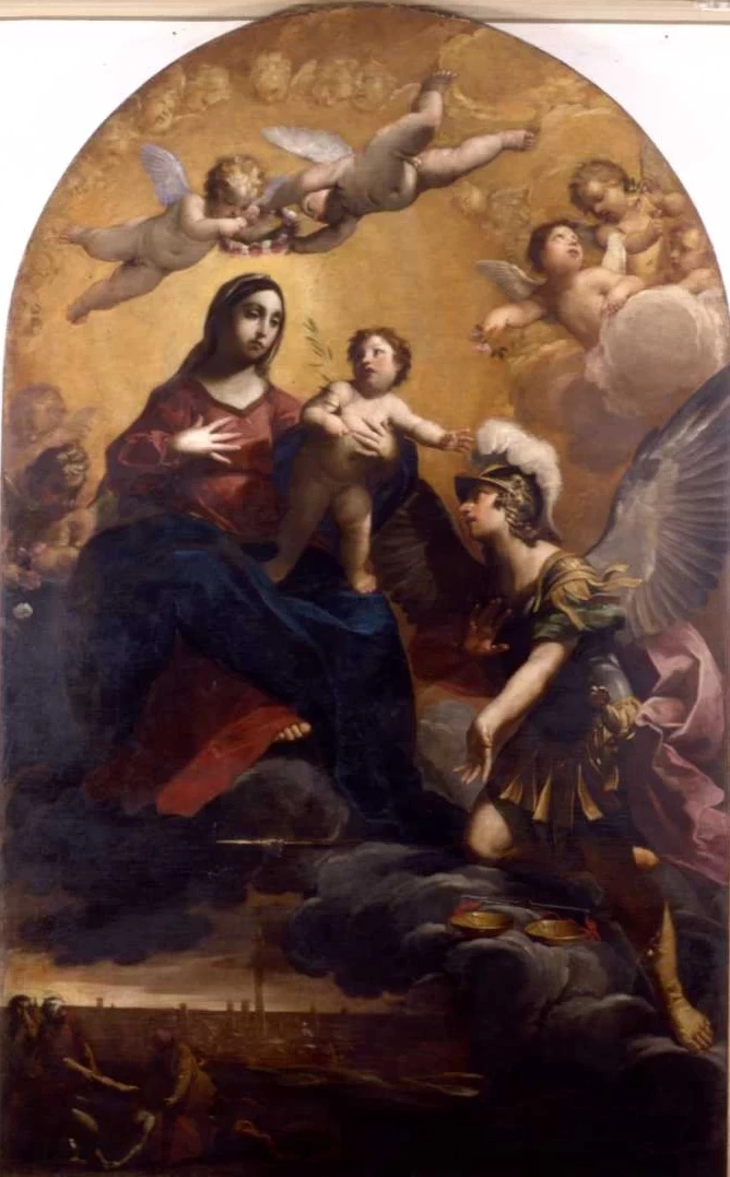 Giovan Francesco Gessi 58 San Michele Arcangelo raccomanda alla Madonna la città di Bologna devastata dalla peste Bologna