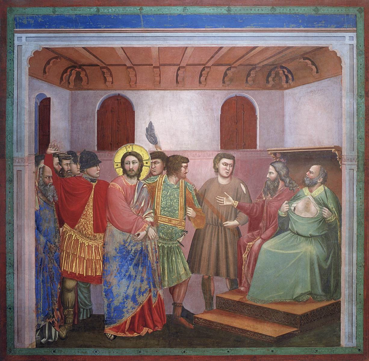 Scene della vita di Cristo - Cristo davanti a Caifa, Cappella degli Scrovegni, Padova