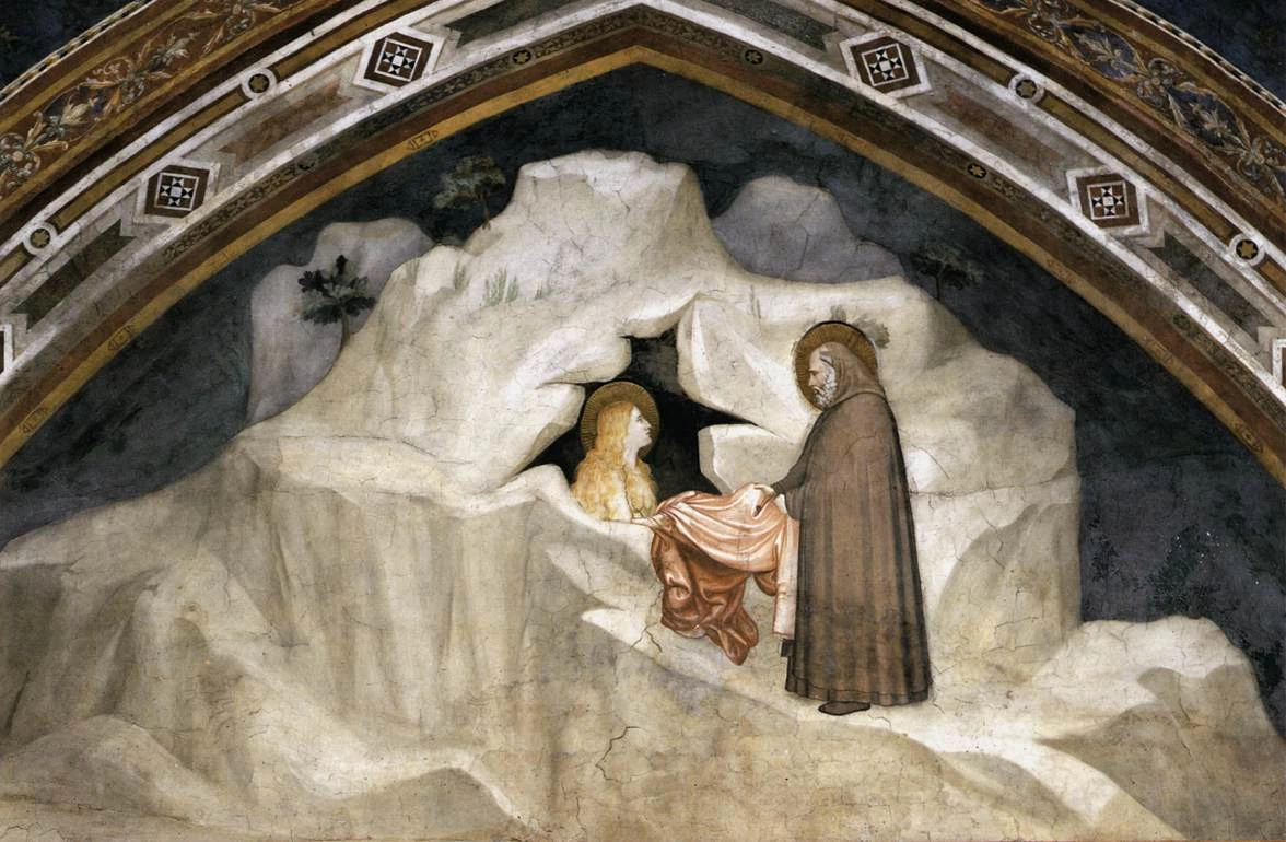 Scene della vita di Maria Maddalena - Eremita Zosimo che dà un mantello a maddalena, Chiesa di san Francesco, Assisi