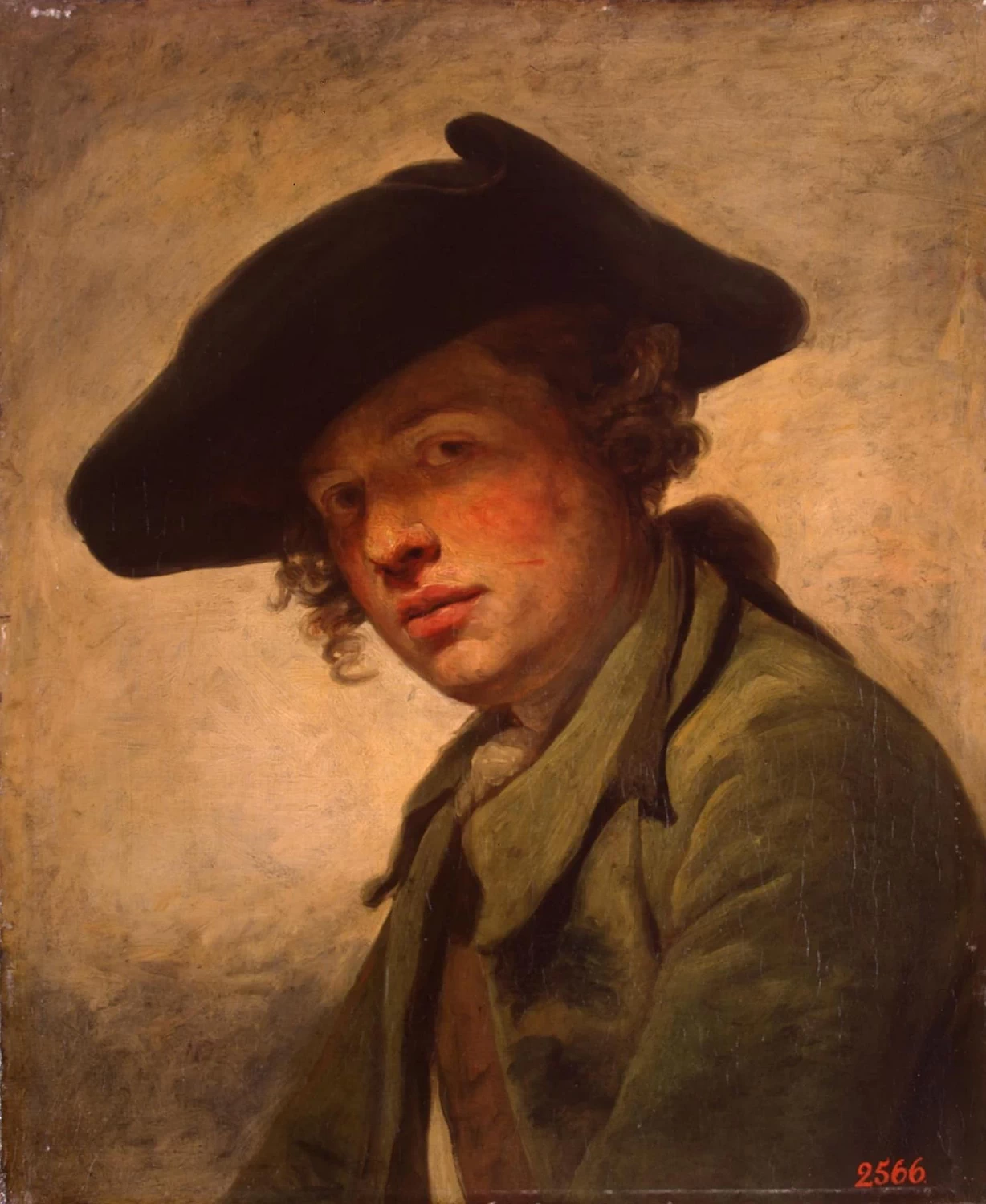 Jean Baptiste Greuze 191 Ritratto di un giovane in un cappello Hermitage, San Pietroburgo