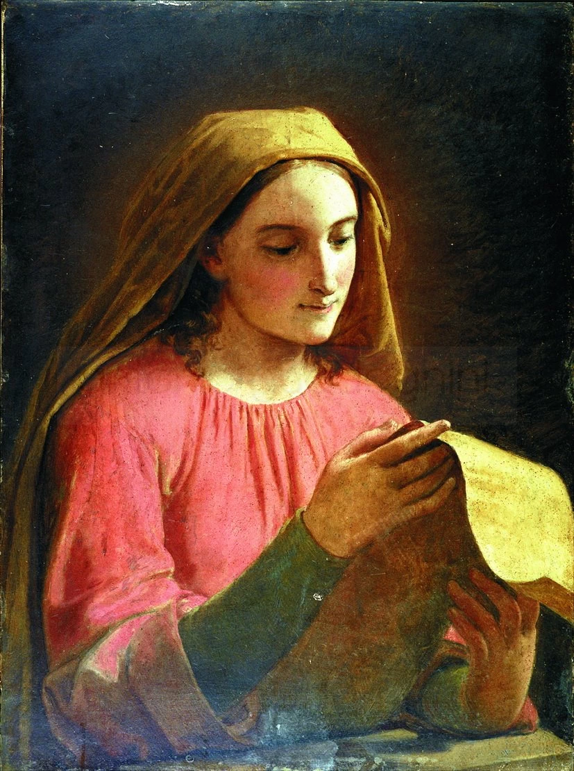 268 Madonna leggente 1880 ca. olio su tela cm. 83x60 copia del dipinto eseguito nel 1841 coll. privata