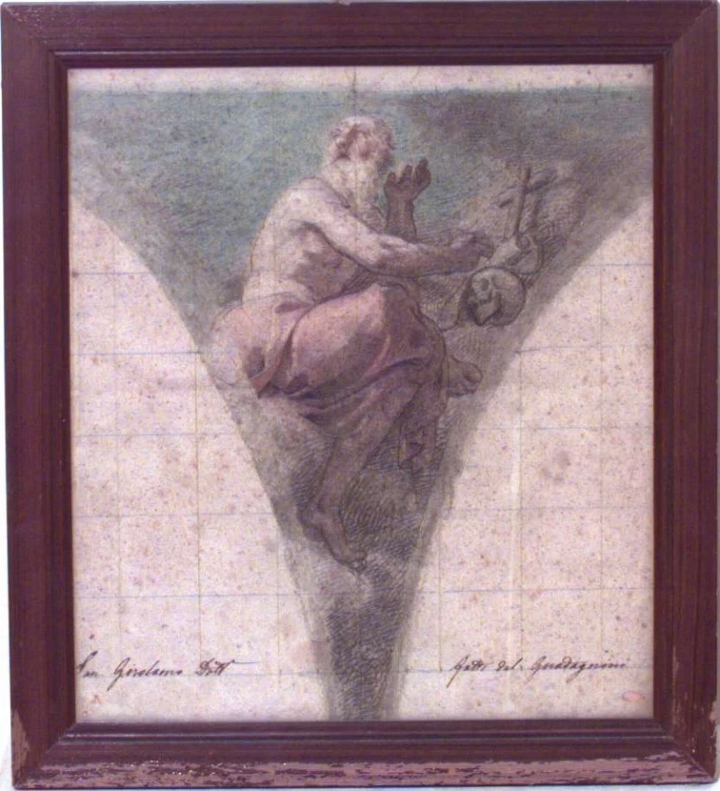 308 Guadagnini A. sec. XIX, San Gerolamo pastello su carta diocesi di BG